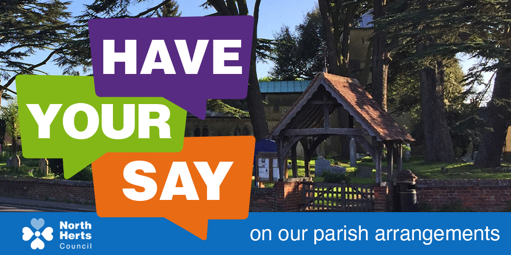 Have your say on our parish arrangements. Background photo of a gateway entrance to a churchyard in the sun with trees, shadows and blue sky.
