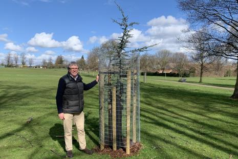 Cllr Jarvis with Queen's Platinum Jubilee tree