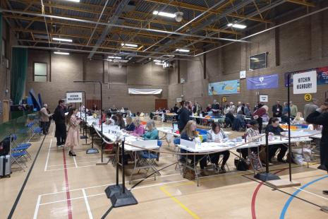 Election count at North Herts Leisure Centre