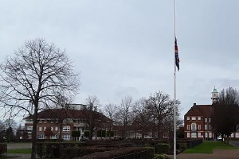 Flag at half mast in Letchworth