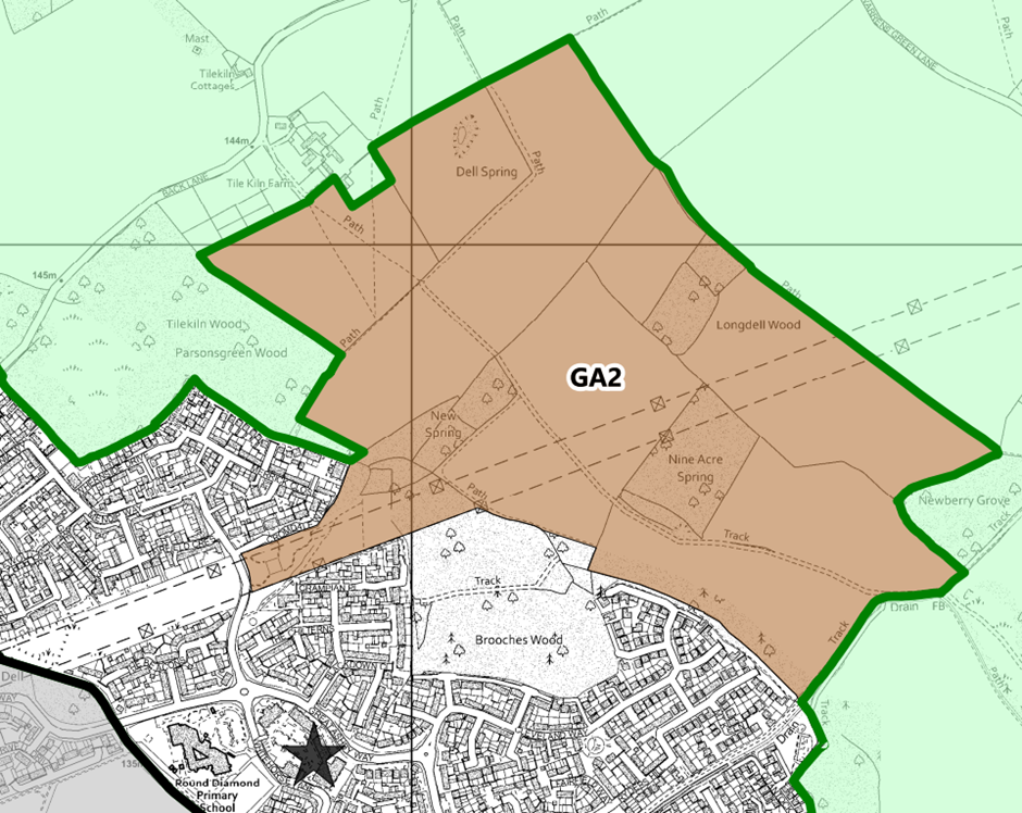 Map of the allocated site for development north-east of Great Ashby